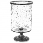 Стъклен свещник с метална декорация, Ф14х24 см