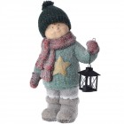 Фигурка момче със зелена шапка и светилник, поли, 31х18х48 см