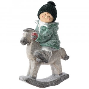 Фигурка момче със зелена шапка и конче, поли, 40х20х55 см