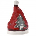 Керамична шапка гланц, бяло и червено, 11х9х16 см