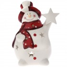 Керамичен Снежко гланц, бяло и червено, 13х11х19 см