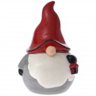 Керамичен буркан Дядо Коледа гланц, бяло и сиво, 11х11х17 см