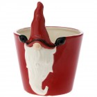 Керамична саксия Дядо Коледа гланц, бяло и червено, 13х12х15 см