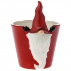 Керамична саксия Дядо Коледа гланц, бяло и червено, 16х15х20 см