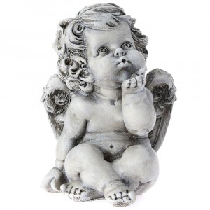 Ангел поли, сив, 12х12х16 см