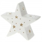 Керамична светеща звезда, бяла, 15х6х14 см