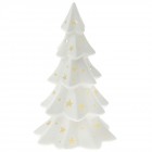 Керамична светеща елха, бяла, 12х12х22см