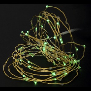 Гирлянд MICRO -  LED, 100 бр. лампички, златни и зелени, 5 М