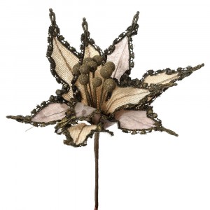 Стрък коледна звезда, розови лестенца и зебло, 34х30 см