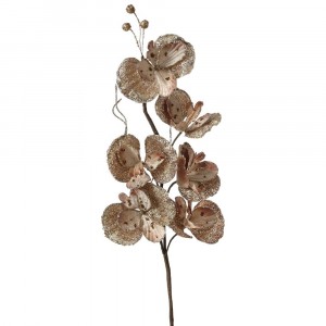 Стрък спрей орхидея, злато и брокат, 16х77 см