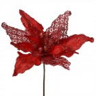 Стрък коледна звезда червена с мрежа, 34х30 см