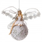 Висулка, фея върху топка, бяла, 17х19 см