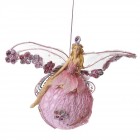 Висулка, фея върху топка, розова, 17х19 см