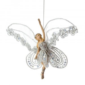 Висулка, фея - пеперуда, бяла, 17х19 см