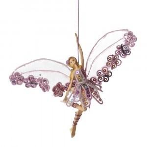Висулка, фея - пеперуда, розова, 17х19 см