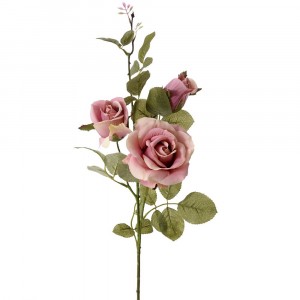 Стрък изкуствени рози, розови, 75 см