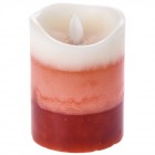 Свещ на батерии, червени нюанси, Ф7,5х10 см
