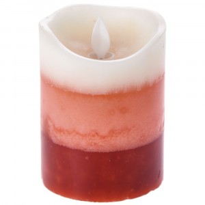 Свещ на батерии, червени нюанси, Ф7,5х10 см