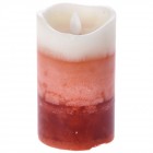 Свещ на батерии, червени нюанси, Ф7,5х12,5 см