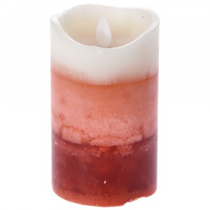 Свещ на батерии, червени нюанси, Ф7,5х12,5 см