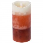 Свещ на батерии, червени нюански, Ф7,5х15 см