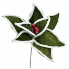 Коледна звезда, кадифе, зелена, 30 см