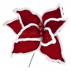 Коледна звезда, кадифе, червена, 30 см