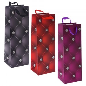 Плик за вино цветен, 4 модела, 12х9х35 см