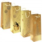 Подаръчна торбичка за вино, злато, 4 модела, 12х9х35 см