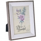 Фото рамка с кант, сиво, дърво,  15х15 см