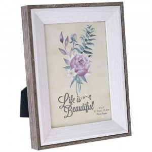 Фото рамка с кант, сиво, дърво,  15х20см