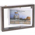 Въртяща се фото рамка със стъклена колба, дърво, сиво, 27х20 см