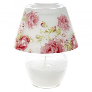 Свещник със свещ , лампа, рози, Ф12х16 см