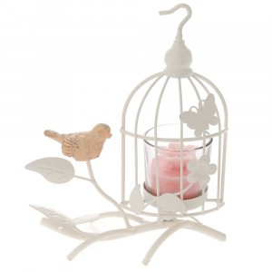 Метален свещник клетка със свещ, 20 см