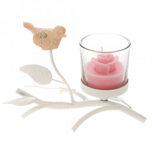 Метален свещник пиле със свещ, 15х10 см