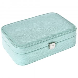 Кутия за бижута от кожа, тюркоаз, 22х15х7 см