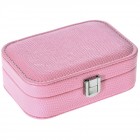 Кутия за бижута от кожа, розова, 15х10х12 см
