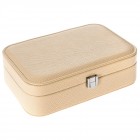 Кутия за бижута от кожа, беж, 22х15х7см