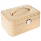 Кутия за бижута от кожа, беж, 22х15х11 см