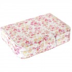 Кутия за бижута от кожа, бяла с рози, 20х14х5 см