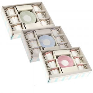 Комплект  6 бр. чашки за кафе , 3 цвята