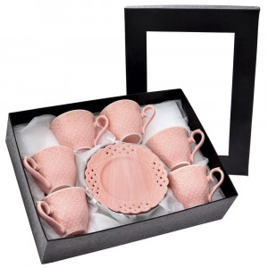 Комплект чашки за кафе в луксозна кутия, розови