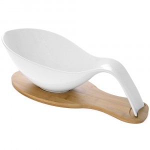 Керамична сосиера на бамбукова подложка, 40 см