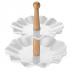 Керамичен поднос 2 -ка с бамбукова основа, Ф20/24 см