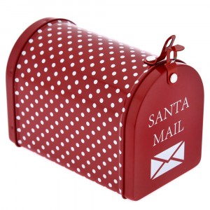 Метална пощенска кутия SANTA MAIL, червена, 12х8х9 см