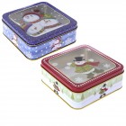 Метална кутия с прозрачен капак Снежко, 2 модела, 15х15х5 см