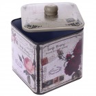 Метална кутия с капак, Роза, 12х12х15 см