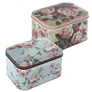 Метална кутия с капак  РОЗИ, 2 модела, 11х8х6 см
