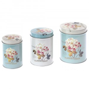 Метална кутия с капак  РОЗИ, комплект 3 бр, 8х11/9х13/11х14 см