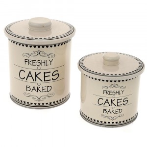 Метална кутия с капак CAKE, комплект 2 бр, 12х11/14х15см